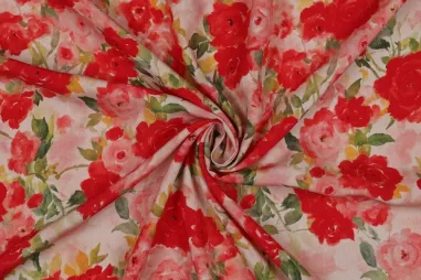 KN20/21 0781-400 Jersey Pure Bambus bordeaux - Viscose stof - radiance - digitaal bloemen - rood - 6056-001