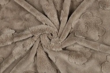 Zachte stoffen - Fleece stof - bloemen - taupe - 4622-001