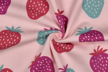 Hellrosa - Joggingstof - aardbeien - lichtroze - 7184-047