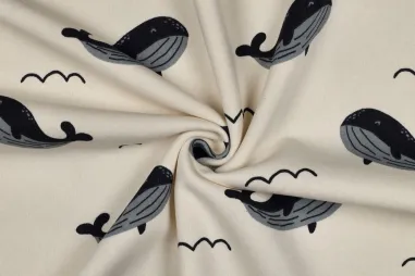 Joggingstoffen - Joggingstof - walvissen - ecru - 7191-119