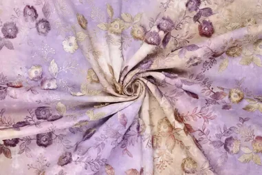 Sommer - Embroidery stof - katoen - tie dye - bloemen - lila - 21734-815