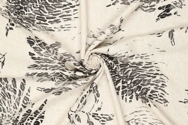 Viscose stoffen - Viscose stof - linnenmix - digitaal fantasie bladeren dierenprint - grijs - 22521-980