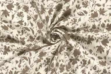 Bruine stoffen - Bamboe stof - poplin - bloemetjes - bruin - 25010-055