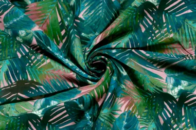 Oeko-Tex klasse 2 - Viscose stof - poplin - bladeren - roze - 25012-013