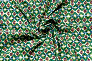 Geschmeidige - Viscose stof - poplin - abstract - groen multi - 25013-025