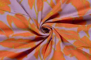 Oeko-Tex klasse 2 - Viscose stof - linnenmix - bloemen - lila - 25036-043