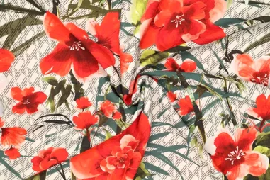 rode stoffen - Viscose stof - bloemen - rood - 22561-425