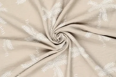 120gr/M² - Viscose stof - mix - puff bladeren - naturel - 22565-178