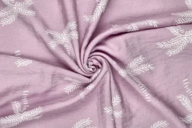 Bladeren motief - Viscose stof - mix - puff bladeren - lichtpaars - 22565-835