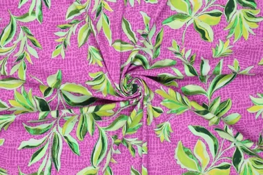 140gr/M² - Viscose stof - stretch - digitaal flowers on spot - paars - 22576-800
