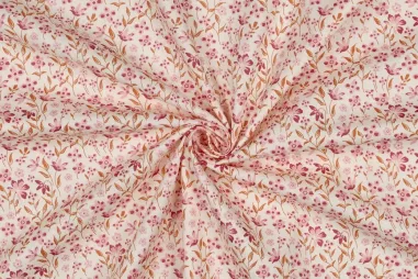 Bettwaren - Katoen stof - poplin - bloemetjes - roze - 6972-011
