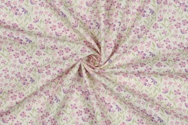 Wollen stof - Gekookte wol - lila - 4578-045 - Katoen stof - poplin - bloemetjes - paars - 6972-013