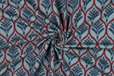 Tricot stoffen - Tricot stof - ornamenten - petrol - 7146-006