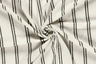 75% viscose, 25% linnen stoffen - Viscose stof - linnenmix - strepen - gebroken wit - 25043-051