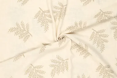 Naturel stoffen - Embroidery stof - katoen - bladeren - naturel - 22608-021