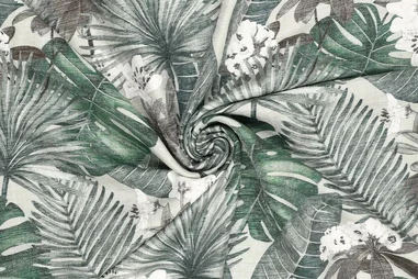 Viscose stoffen - Viscose stof - polyamidemix - bloemetjes & bladeren - groen - 22618-215