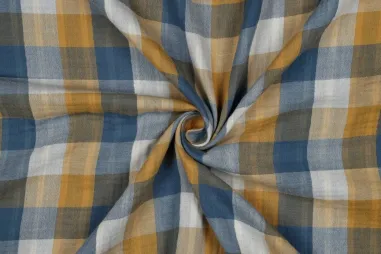 Hydrofiele stoffen - Hydrofiel stof - dubbelzijdige ruiten - blauw - 4540-001