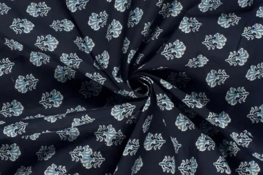 Sjaal stoffen - Katoen stof - batik - voile - abstract - donkerblauw - 23347-006