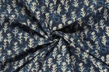80gr/M² - Katoen stof - batik - voile - abstract - donkerblauw - 23352-006