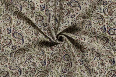 Sjaal stoffen - Katoen stof - batik - voile - paisley - beige - 23358-052