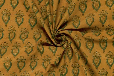 80gr/M² - Katoen stof - batik - voile - fantasie - oker - 23366-034