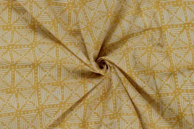 katoenen stoffen met print - Katoen stof - batik - voile - abstract - oker - 23367-034