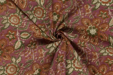 katoenen stoffen met print - Katoen stof - batik - voile - bloemen - roze - 23376-014
