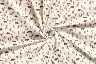Katoen stof - poplin - digitaal honden - gebroken wit - 25/5183-002 - Tricot stof - bos & beren - gebroken wit - 21718-051