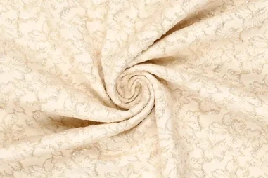 145gr/M² - Polyester stof - jacquard - camomile - bloemetjes - ecru/goud - 22747-585