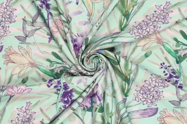 Luftige - Viscose stof - polyamidemix - digitaal bloemen - mint - 22677-320
