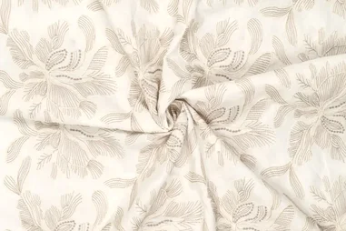 Bloemen motief stoffen - Embroidery stof - katoen - bloemen - gebroken wit - 22727-015