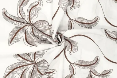 Bruine stoffen - Embroidery stof - katoen - bloemen - bruin - 22735-100