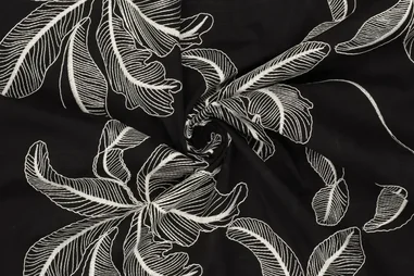 Broderie en Embroidery stoffen - Embroidery stof - katoen - bloemen - zwart - 22735-998