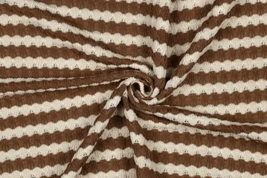 55% polyester, 45% katoen stoffen - Strickstoff – Jacquard – Streifen – Braun – 4721-001