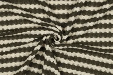 Verhees Textiles - Gebreide stof - jacquard - strepen - donkergroen - 4721-002