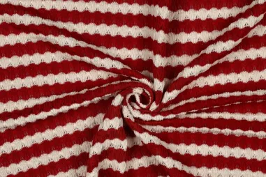 Gebreide stoffen - Gebreide stof - jacquard - strepen - rood - 4721-003