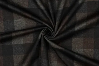 Geruite stoffen - Tricot stof - punta di vicenza - ruiten - bruin - 4726-001