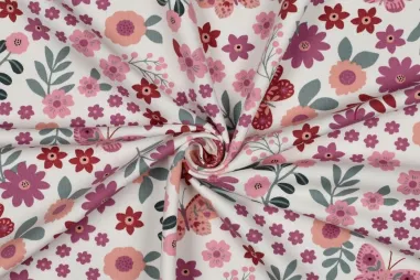 Jersey - Jersey – French Terry – Blumen & Schmetterlinge – gebrochenes Weiß – 5720-002