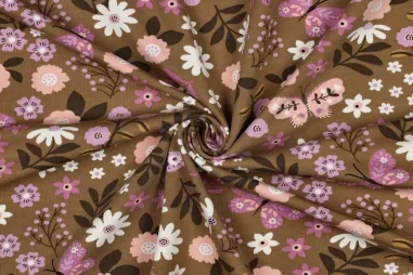 French Terry stoffen - Jersey – French Terry – Blumen & Schmetterlinge – Camel – 5720-009