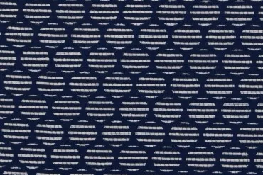 Marineblauwe stoffen - Polyester stof - katoenmix - jacquard - cirkels - marine - 960600-1