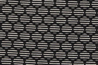 Stoffen uitverkoop - Polyester stof - katoenmix - jacquard - cirkels - zwart - 960600-2