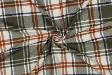 Verhees Textiles - Geruite stof - katoen - garengeverfd - olijf - 4477-002