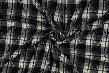 Geruite stoffen - Geruite stof - geborsteld en garengeverfd - donkerblauw - 6920-001