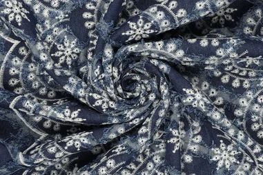 360gr/M² - Spijkerstof - embroidery - fantasie - blauw - 22790-692