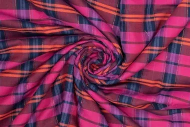 Tricot stof - French Terry - digitaal cartoon - roze - 24541-12 - Geruite stof - katoen - roze multi - 410094-70