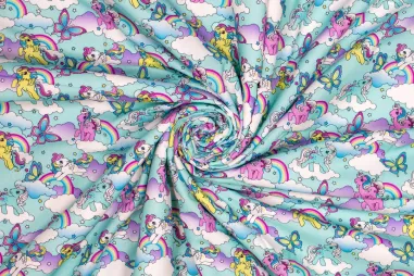 Paarden stoffen - Katoen stof - poplin - My Little Pony - lichtblauw - 669140-30