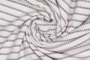 Uitverkoop - Katoen stof - jacquard strepen - multi - 418004-3
