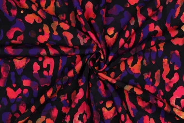 Dierenprint stoffen - Viscose stof - radiance - digitaal dierenprint - zwart multi - 6061-003