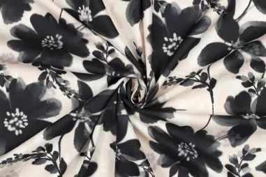 Jersey – Blumenmuster – weiß – 21501-050 - Katoen stof - viscosemix - digitaal bloemen - wit - 6200-003