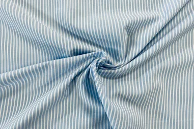 Stoffen - Katoen stof - strepen - lichtblauw/wit - JT002